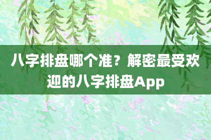 八字排盘哪个准？解密最受欢迎的八字排盘App