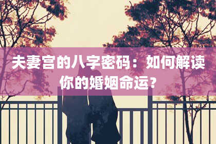 夫妻宫的八字密码：如何解读你的婚姻命运？