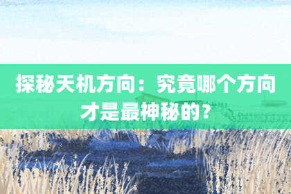 探秘天机方向：究竟哪个方向才是最神秘的？