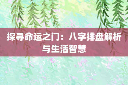 探寻命运之门：八字排盘解析与生活智慧