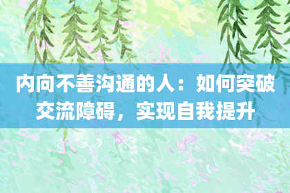 内向不善沟通的人：如何突破交流障碍，实现自我提升